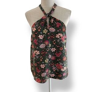 Loft Floral Halter Blouse 55% Linen Size S